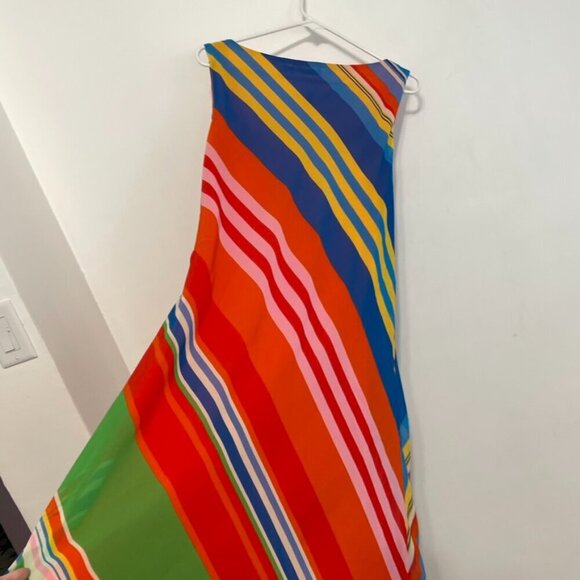 NEW NWT LAUREN RALPH LAUREN LRL Multicolor Stripe Chiffon Faux Wrap Summer Dress - Picture 13 of 16